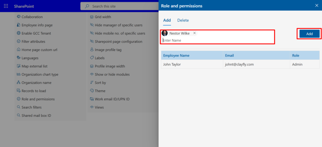 employee directory role permission